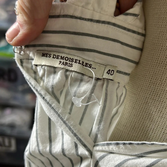 Mes Demoiselles Gray and White Stripe Apron Dress Size 40/US8 - Picture 10 of 11